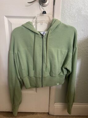 Joy Lab Cropped Light Green Zip-Up Hoodie